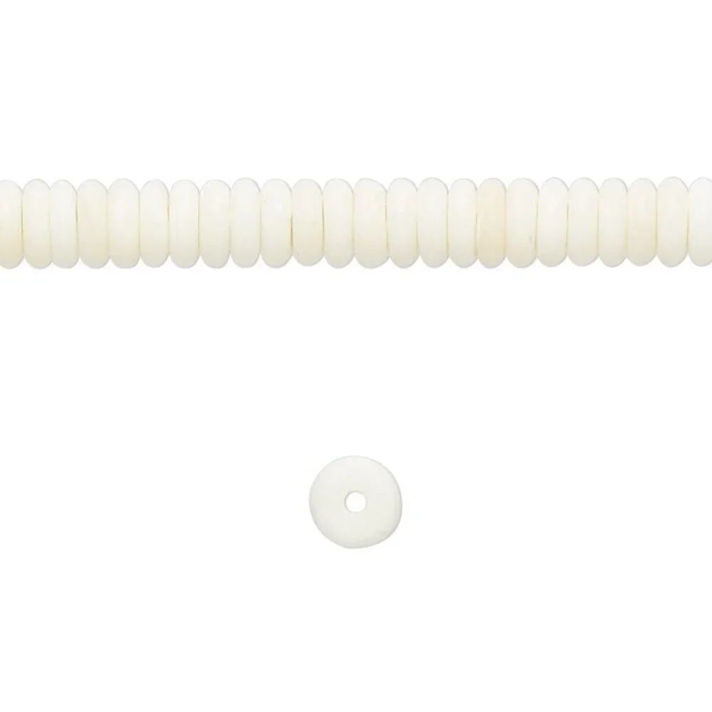 100 Bleached White Buffalo Bone India Round Rondelle Beads Wholesale Bulk